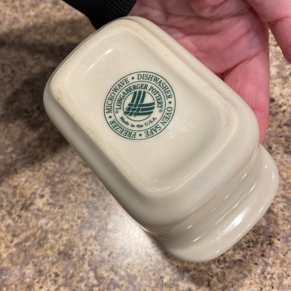 Longaberger Mini Pottery Sweetener Sugar Packet Holder Ivory and Green Vintage - Picture 16 of 17